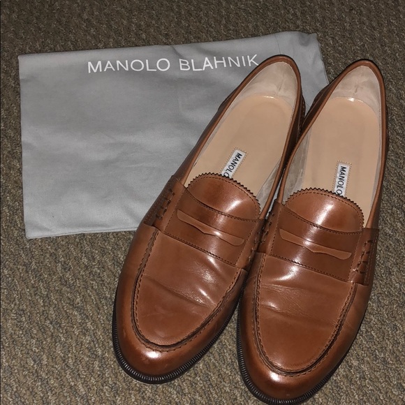 Coveted 2017 Manolo Blahnik Brown Leather Loafers 39 - Picture 2 of 10